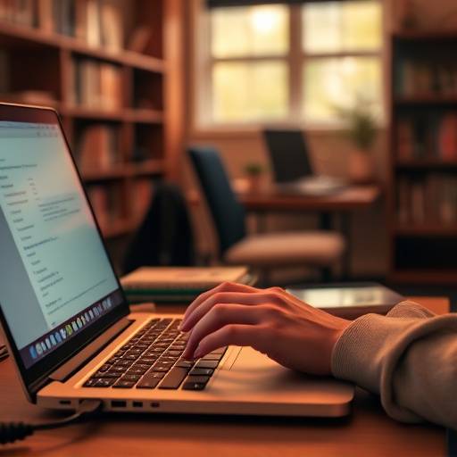 Uma pessoa digitando em um laptop, representando o contato online com a academia.